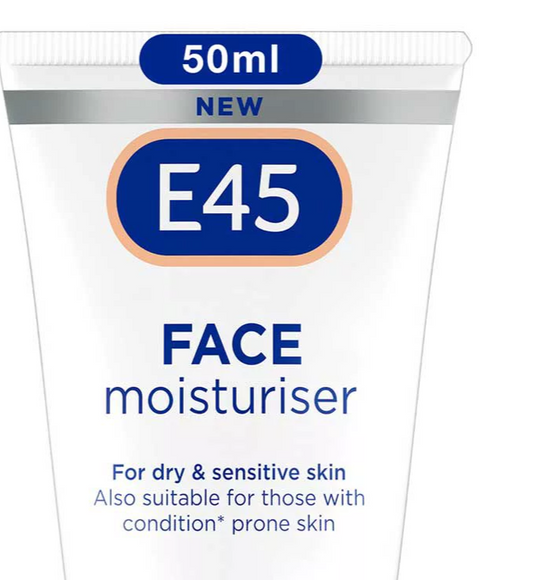 E45 Face Moistruiser for Long - Lasting Hydration for Dry and Sensitive Skin - 50ml